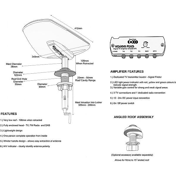 Vision Plus Status 570 Directional Digital TV & Radio FM, DAB Antenna System